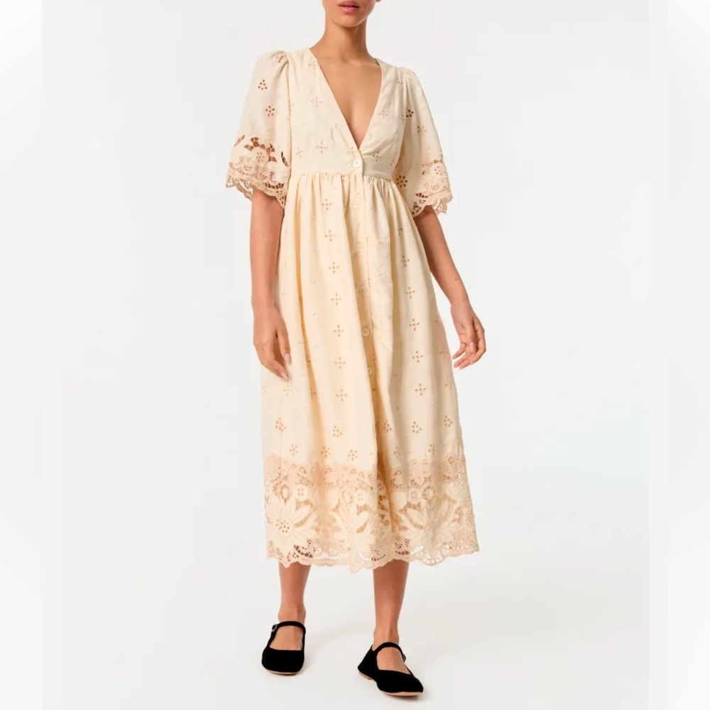 RHODE Mira Dress | Silky Warm Ivory Etoile Eyelet NWT size Medium M
